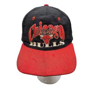 Chicago Bulls Vintage Baseball Hat Red Black NBA Adjustable Snapback Post 1980's